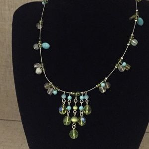 Necklace Wire w/Blue & Green Waterfall Beads
